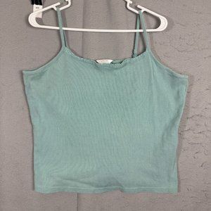 CJ Banks Womens Sleeveless Tank Top Green Spaghetti Strap Plus Size 1X See Descr